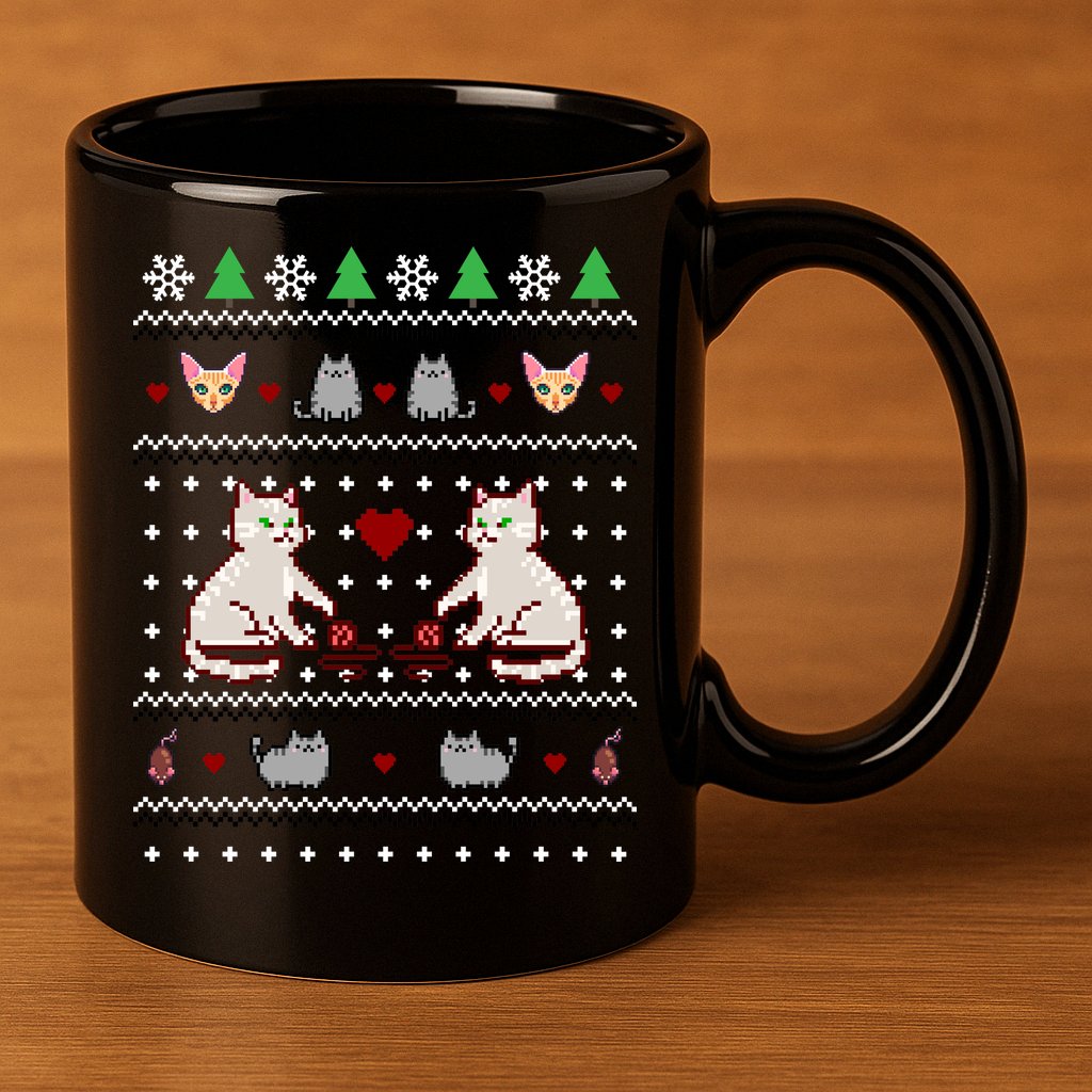 Cat Lover Ugly Christmas 11oz C Handle Ceramic Mug