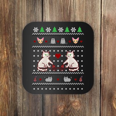 Cat Lover Ugly Christmas Coaster