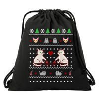 Cat Lover Ugly Christmas Drawstring Bag