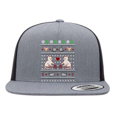 Cat Lover Ugly Christmas Flat Bill Trucker Hat