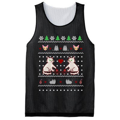 Cat Lover Ugly Christmas Mesh Reversible Basketball Jersey Tank