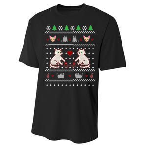 Cat Lover Ugly Christmas Performance Sprint T-Shirt