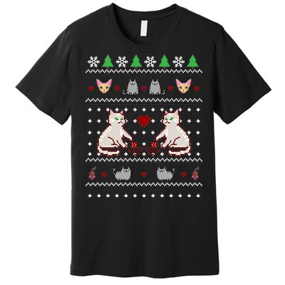 Cat Lover Ugly Christmas Premium T-Shirt