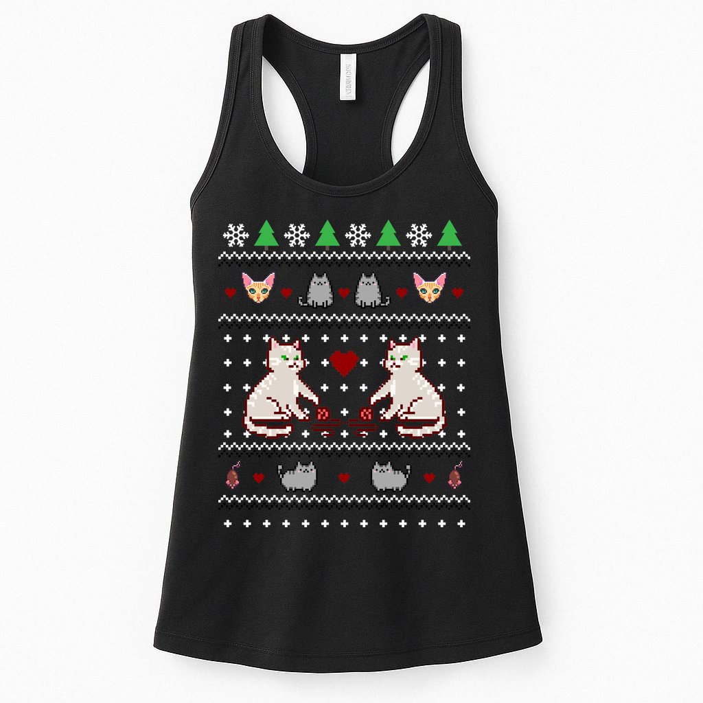 Cat Lover Ugly Christmas Womens Tank Top