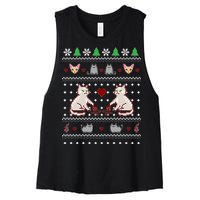 Cat Lover Ugly Christmas Women's Racerback Cropped Tank