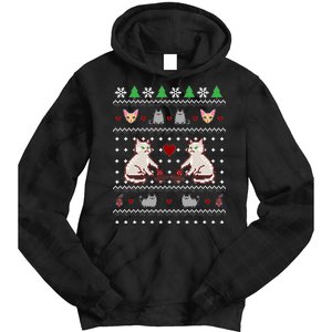 Cat Lover Ugly Christmas Tie Dye Hoodie