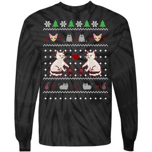 Cat Lover Ugly Christmas Tie-Dye Long Sleeve Shirt