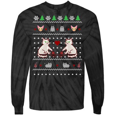 Cat Lover Ugly Christmas Tie-Dye Long Sleeve Shirt