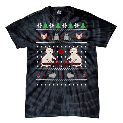 Cat Lover Ugly Christmas Tie-Dye T-Shirt