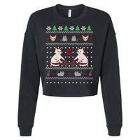 Cat Lover Ugly Christmas Cropped Pullover Crew