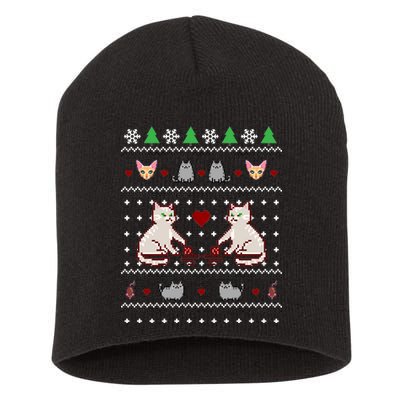 Cat Lover Ugly Christmas Short Acrylic Beanie