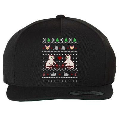 Cat Lover Ugly Christmas Wool Snapback Cap