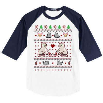 Cat Lover Ugly Christmas Baseball Sleeve Shirt