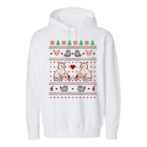 Cat Lover Ugly Christmas Garment-Dyed Fleece Hoodie