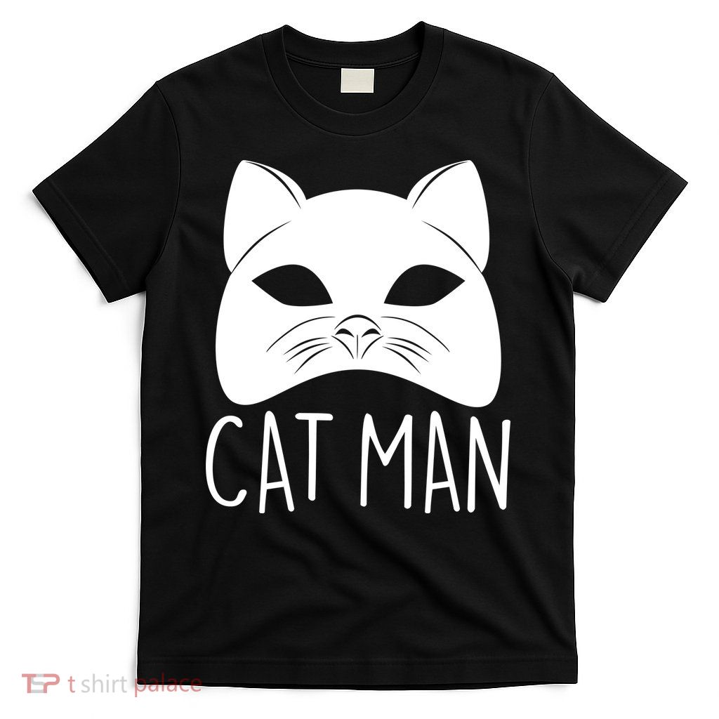 Cat Man Superhero Mask Cat Lover Fan T-Shirt