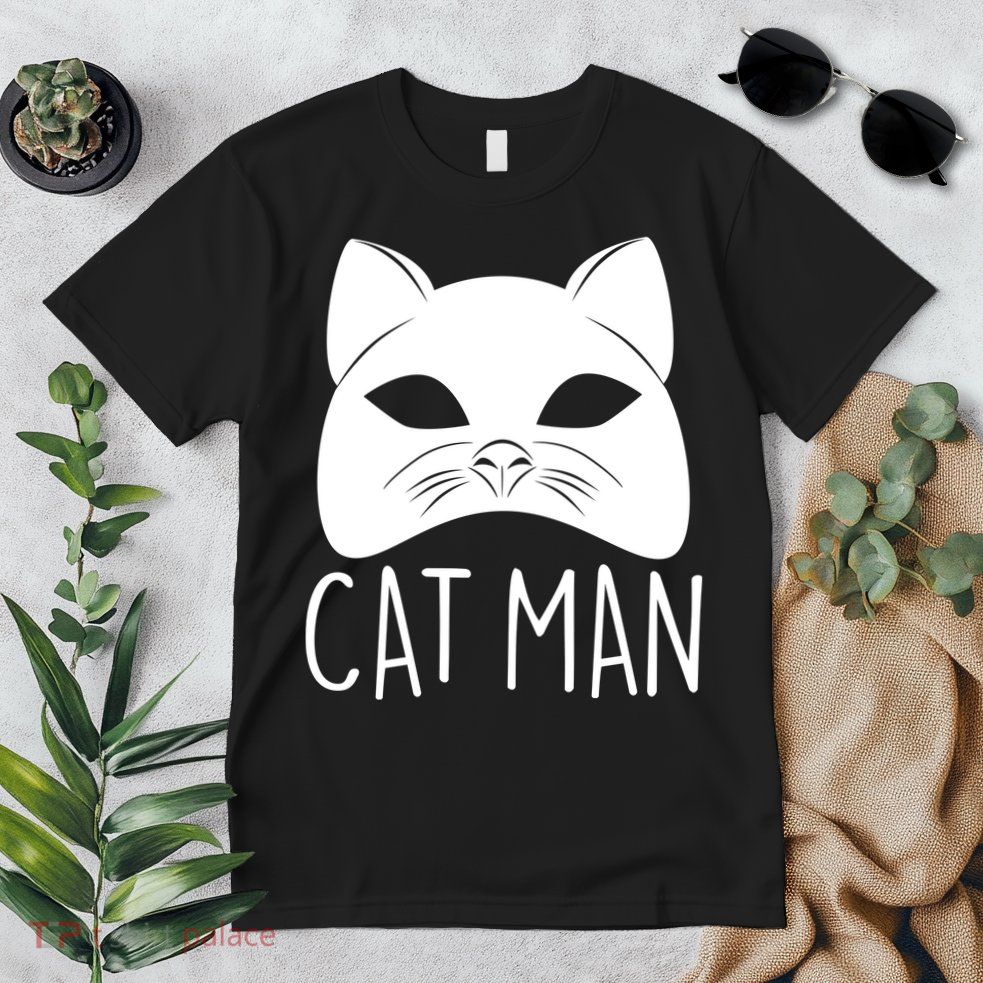 Cat Man Superhero Mask Cat Lover Fan Premium T-Shirt