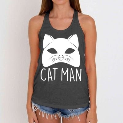 Cat Man Superhero Mask Cat Lover Fan Women's Knotted Racerback Tank