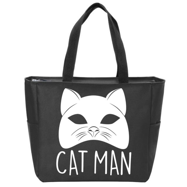 Cat Man Superhero Mask Cat Lover Fan Zip Tote Bag