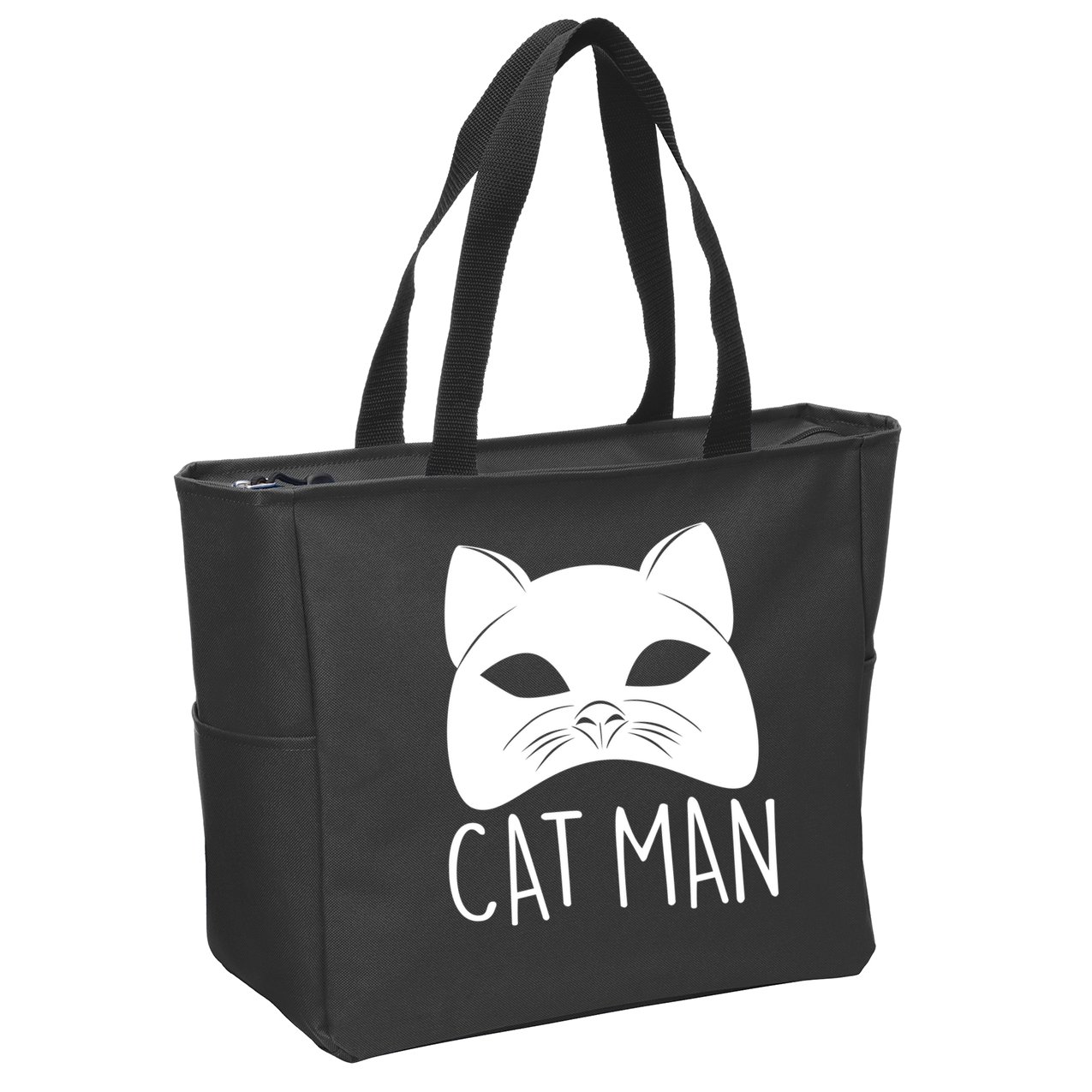 Cat Man Superhero Mask Cat Lover Fan Zip Tote Bag