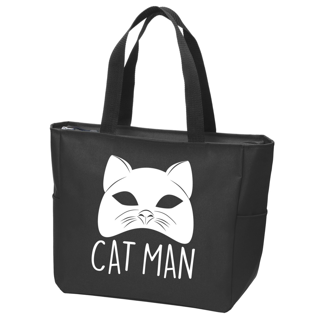 Cat Man Superhero Mask Cat Lover Fan Zip Tote Bag