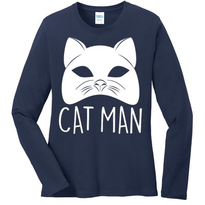 Cat Man Superhero Mask Cat Lover Fan Ladies Long Sleeve Shirt