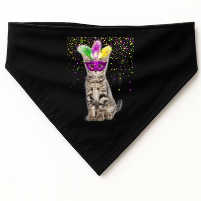 Cat Mardi Gras Mask and Beads USA-Made Doggie Bandana