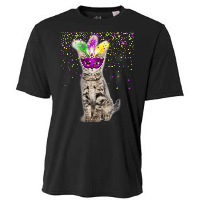 Cat Mardi Gras Mask and Beads Cooling Performance Crew T-Shirt