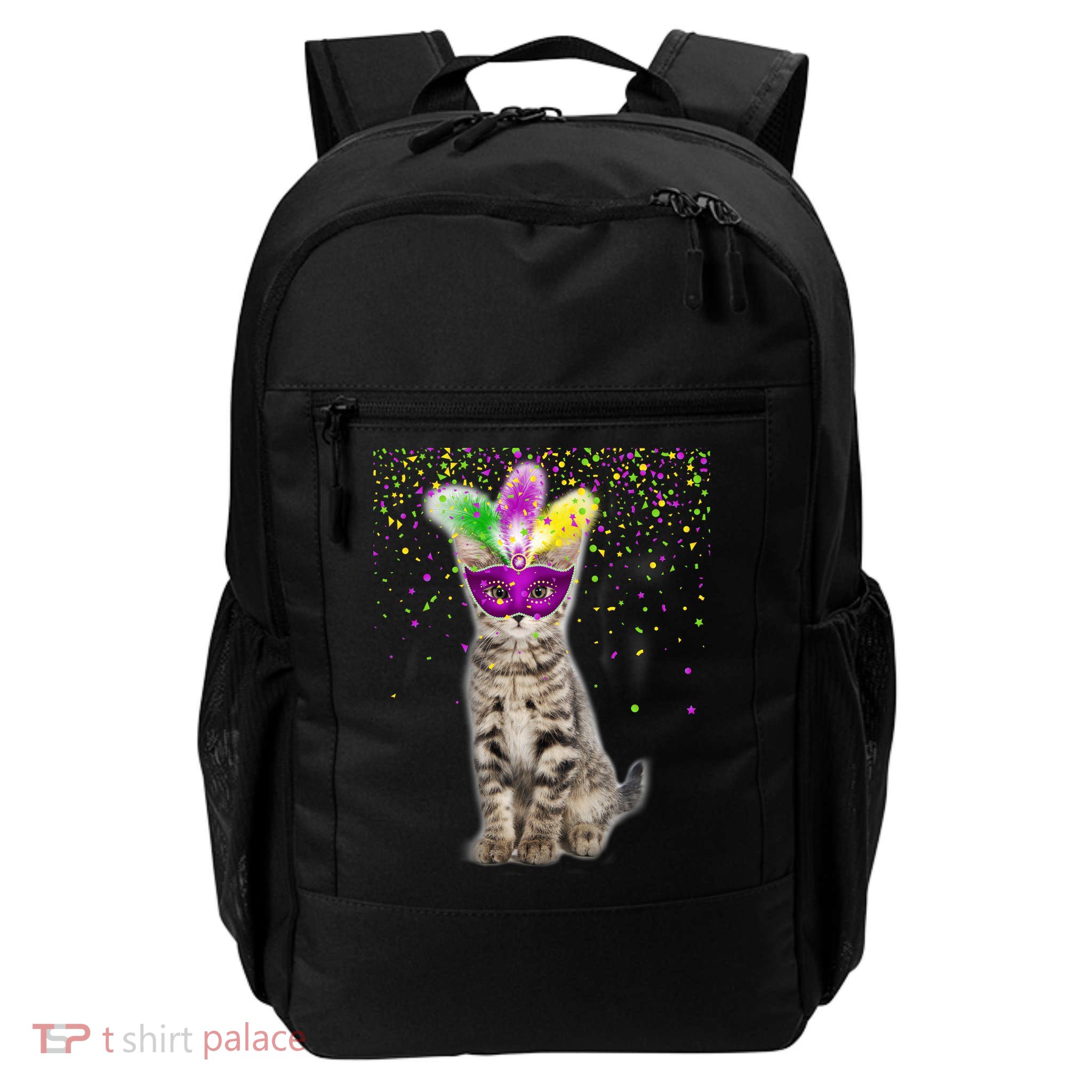 Cat Mardi Gras Mask and Beads Daily Commute Backpack
