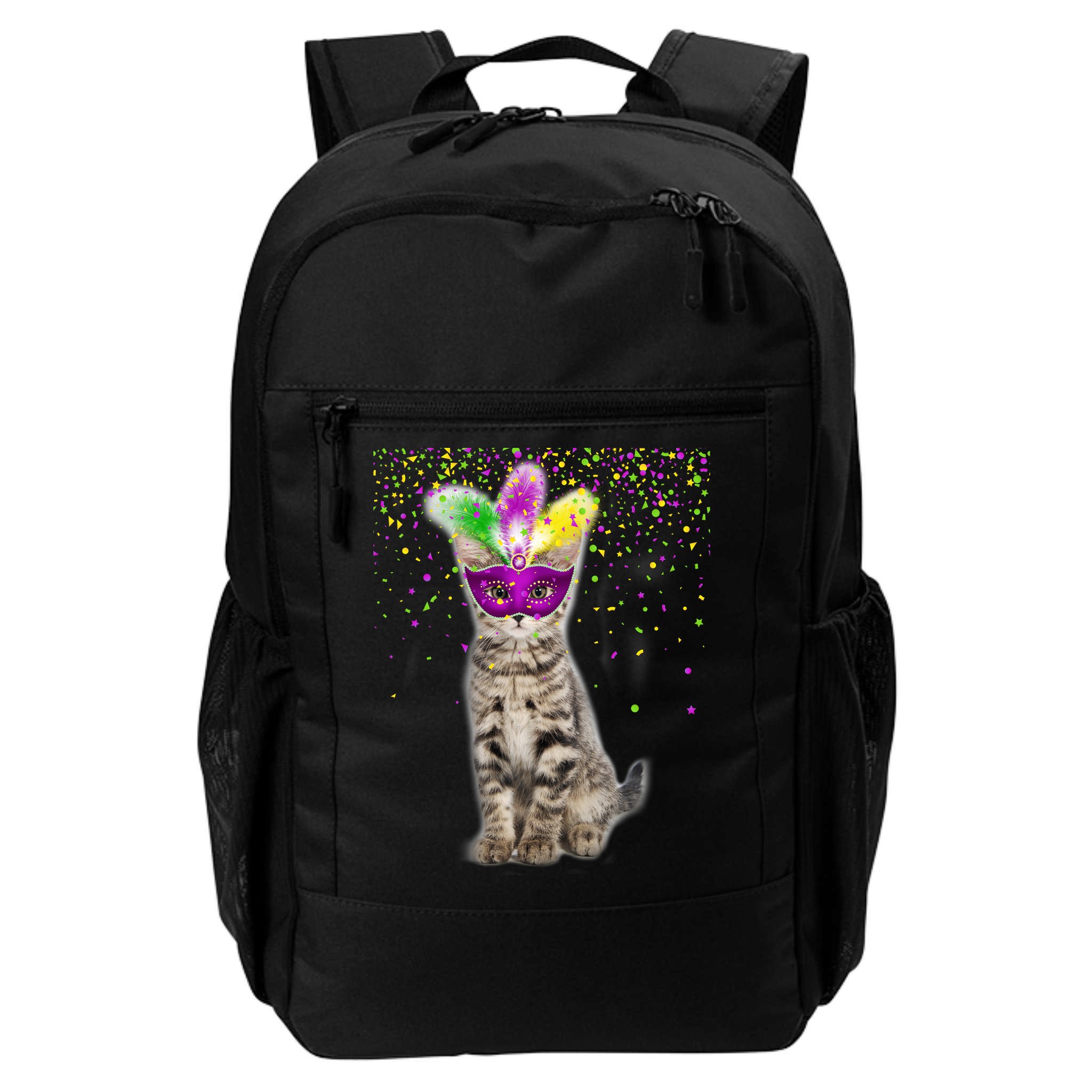Cat Mardi Gras Mask and Beads Backpack