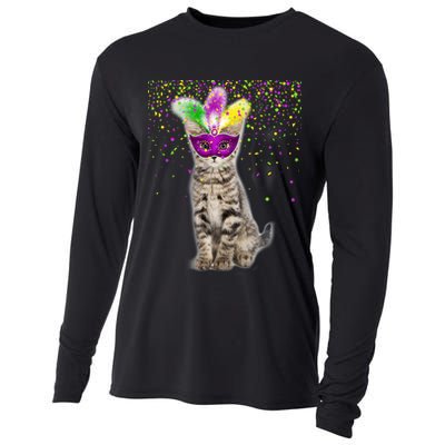 Cat Mardi Gras Mask and Beads Cooling Performance Long Sleeve Crew