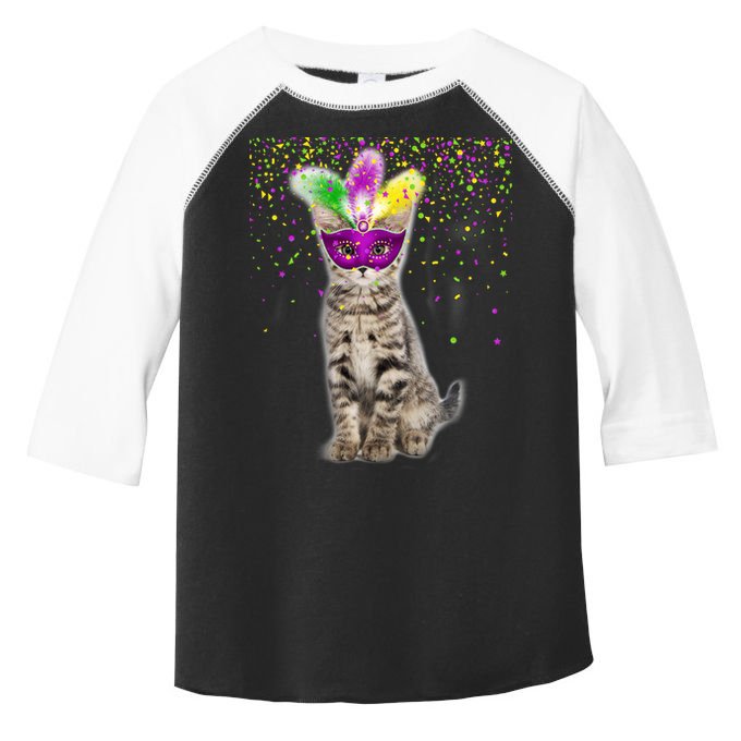 Cat Mardi Gras Mask and Beads Toddler Fine Jersey T-Shirt