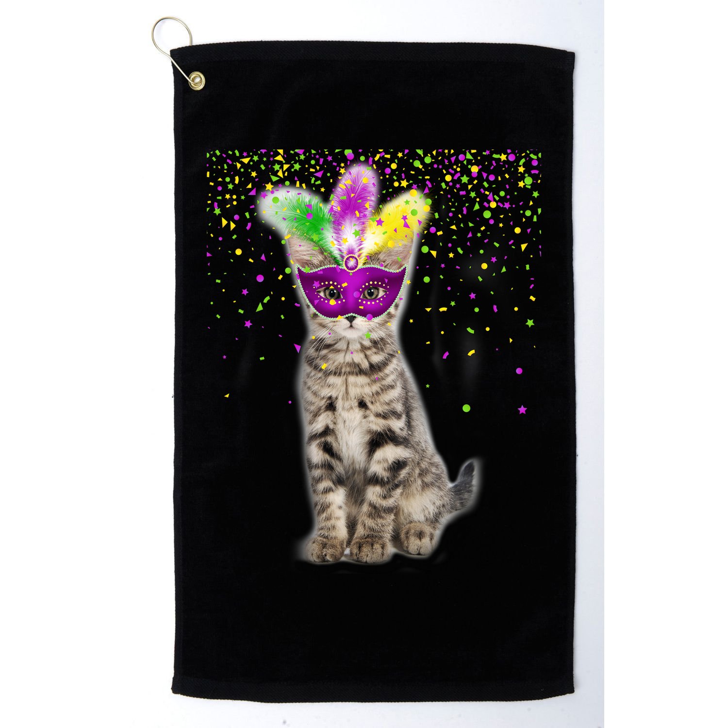 Cat Mardi Gras Mask and Beads Golf Towel
