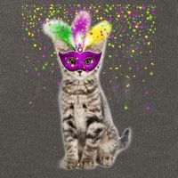 Cat Mardi Gras Mask and Beads Cotton Canvas Backpack