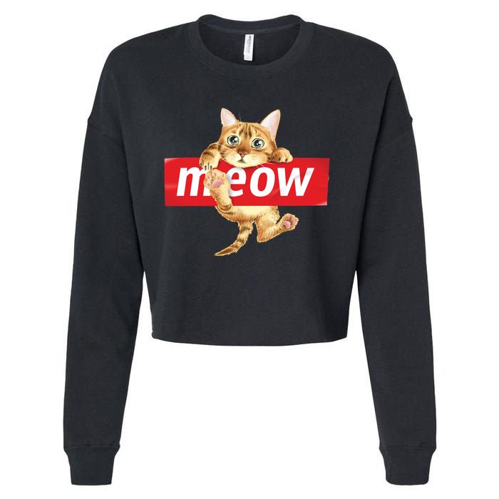Cat Meow Supreme Cropped Pullover Crew