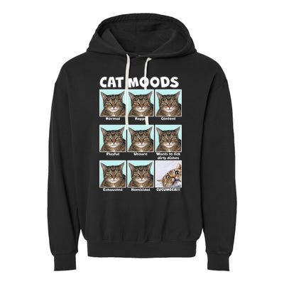 Cat Moods Funny Meme Garment-Dyed Fleece Hoodie
