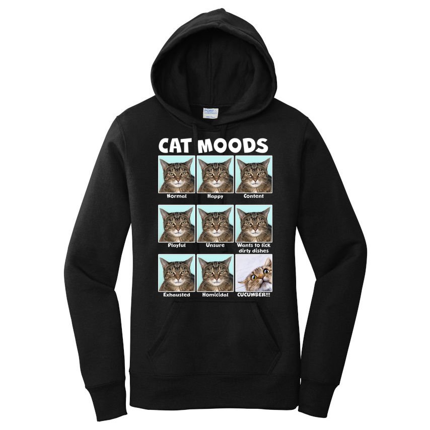 Cat Moods Funny Meme Women's Pullover Hoodie