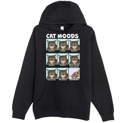 Cat Moods Funny Meme Premium Pullover Hoodie