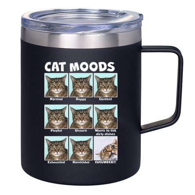 Cat Moods Funny Meme 12oz Stainless Steel Coffee Mug