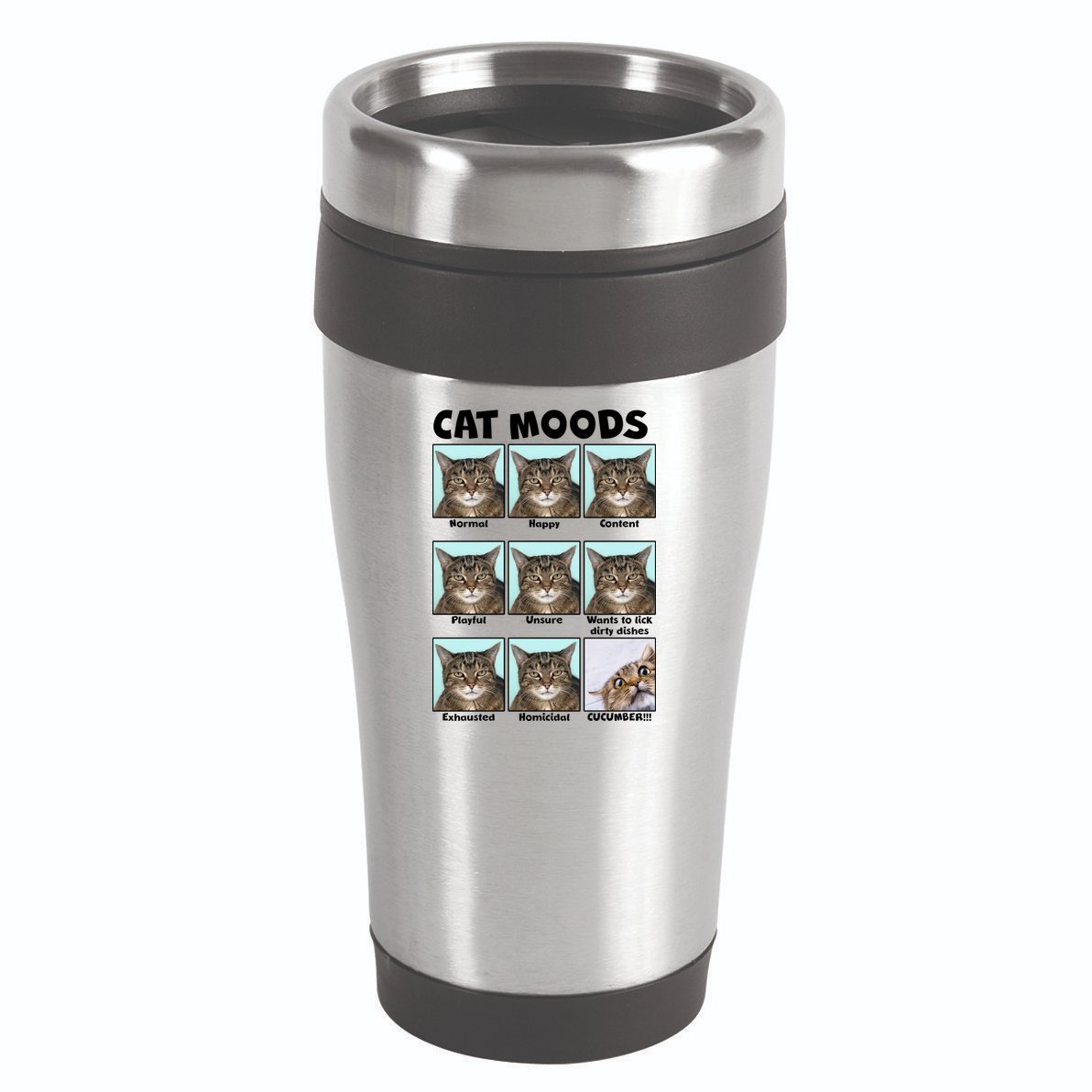 Cat Moods Funny Meme 16oz Travel Tumbler