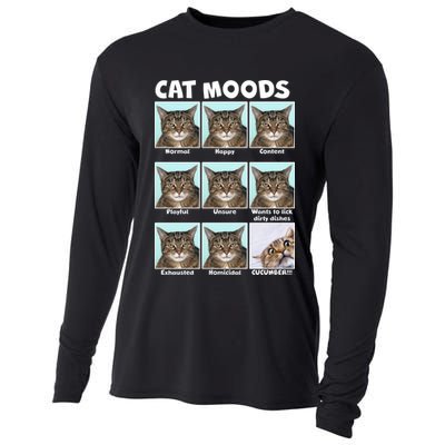 Cat Moods Funny Meme Cooling Performance Long Sleeve Crew