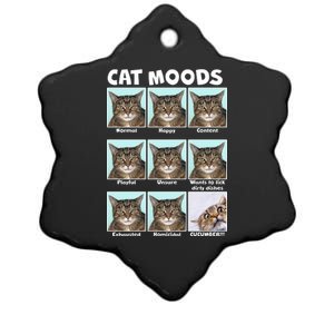 Cat Moods Funny Meme Ceramic Star Ornament