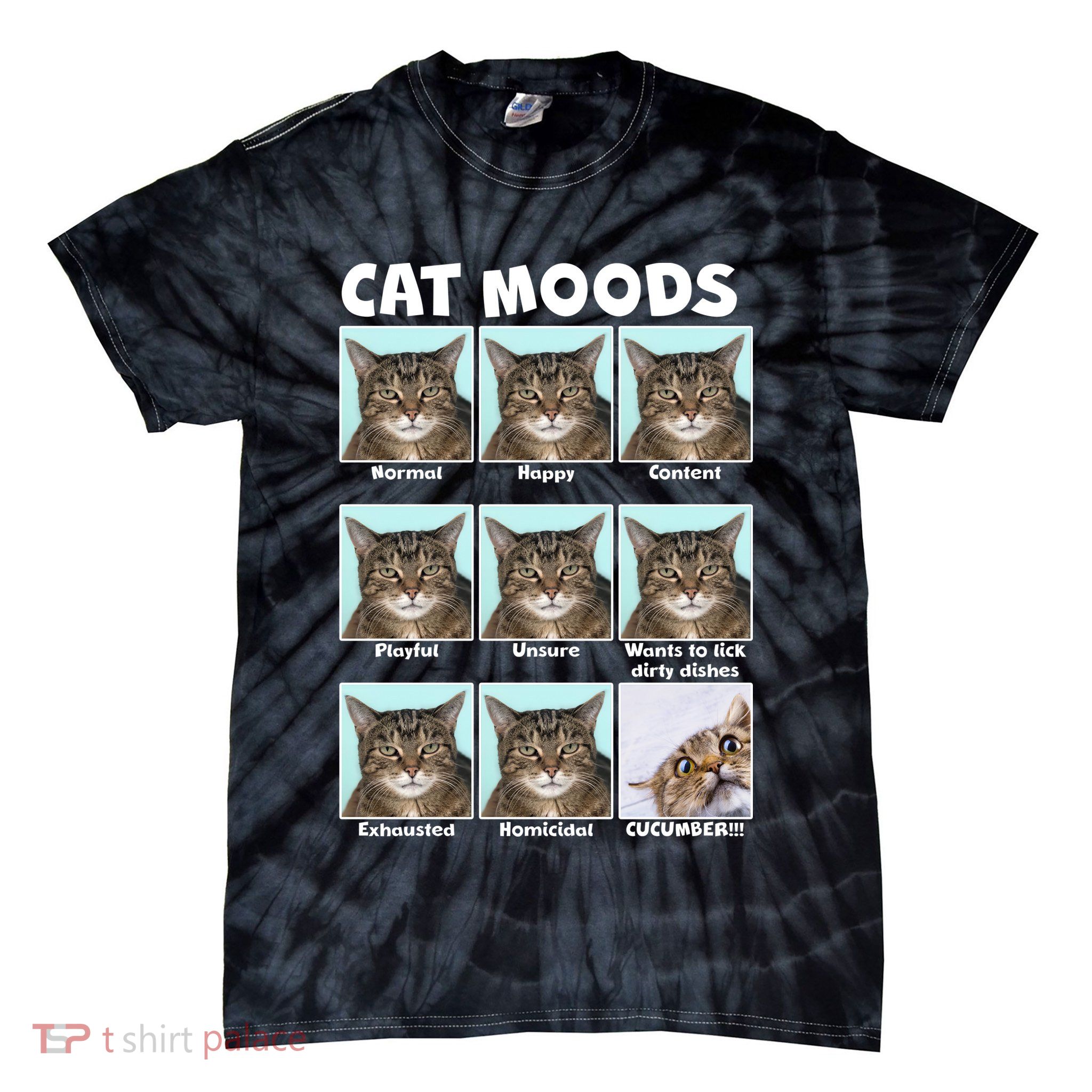 Cat Moods Funny Meme Tie-Dye T-Shirt