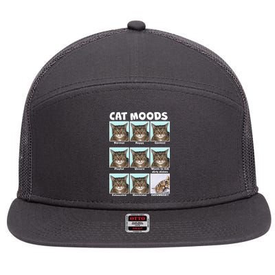 Cat Moods Funny Meme 7 Panel Mesh Trucker Snapback Hat