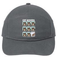 Cat Moods Funny Meme 7-Panel Snapback Hat