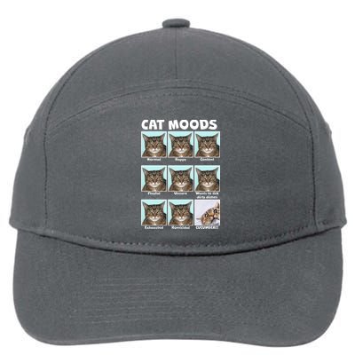 Cat Moods Funny Meme 7-Panel Snapback Hat