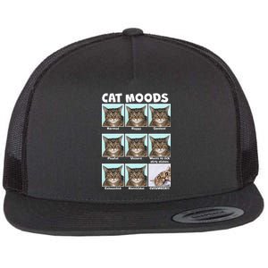 Cat Moods Funny Meme Flat Bill Trucker Hat