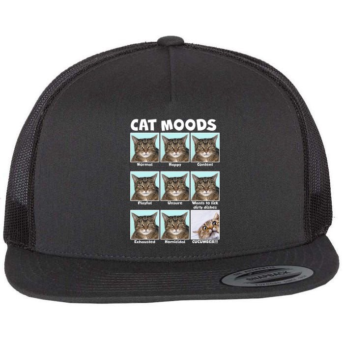 Cat Moods Funny Meme Flatbill Hat