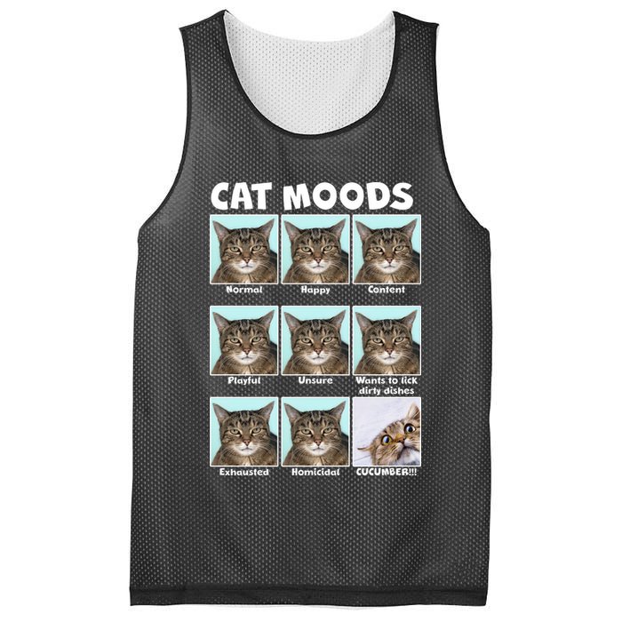 Cat Moods Funny Meme Mesh Reversible Basketball Jersey Tank