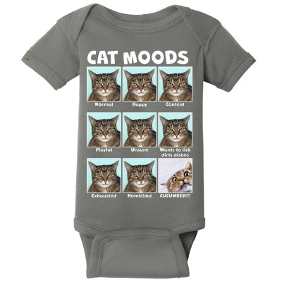 Cat Moods Funny Meme Baby Bodysuit