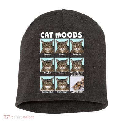 Cat Moods Funny Meme Short Acrylic Beanie